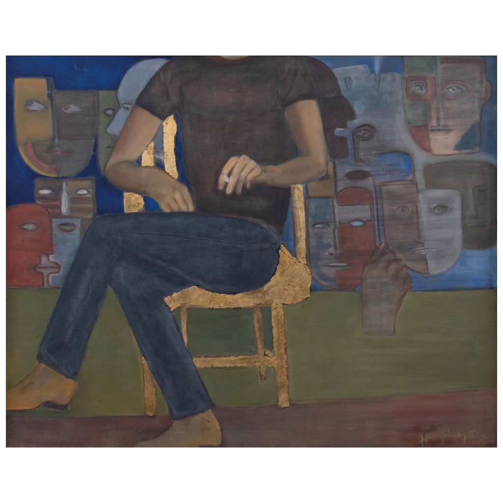 ROBERTO HUMPHREY II. La silla de oro. Firmado y fechado 96. Óleo y hoja de oro sobre tela. 80 x 100: ROBERTO HUMPHREY II (Ciudad de México - )La silla de oroFirmado y fechado 96 Óleo y hoja de oro sobre tela Presenta mínimos detalles de conservación. 80 x 100 cm