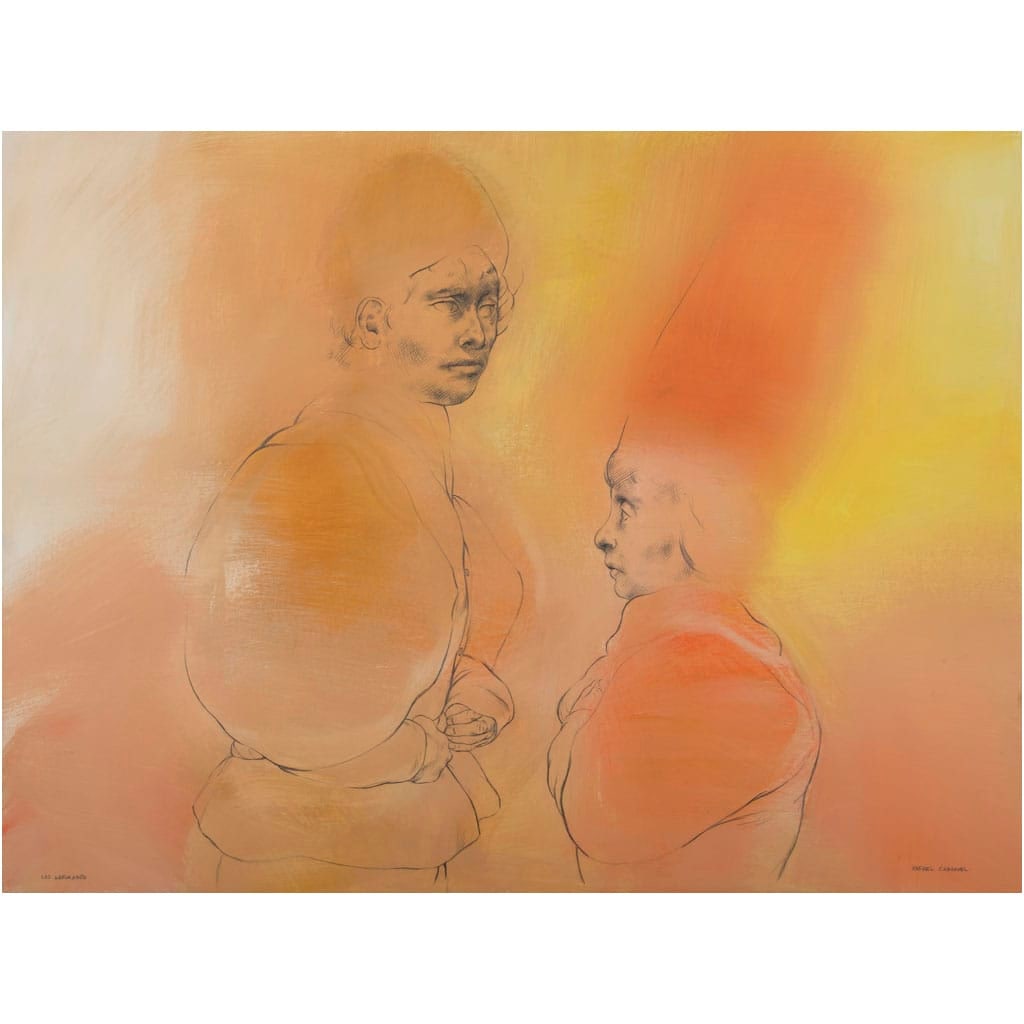 RAFAEL CORONEL. Los hermanos. Firmado. Acrílico y lápices de color sobre cartoncillo. 76.5 x 101.5 (1 of 1)