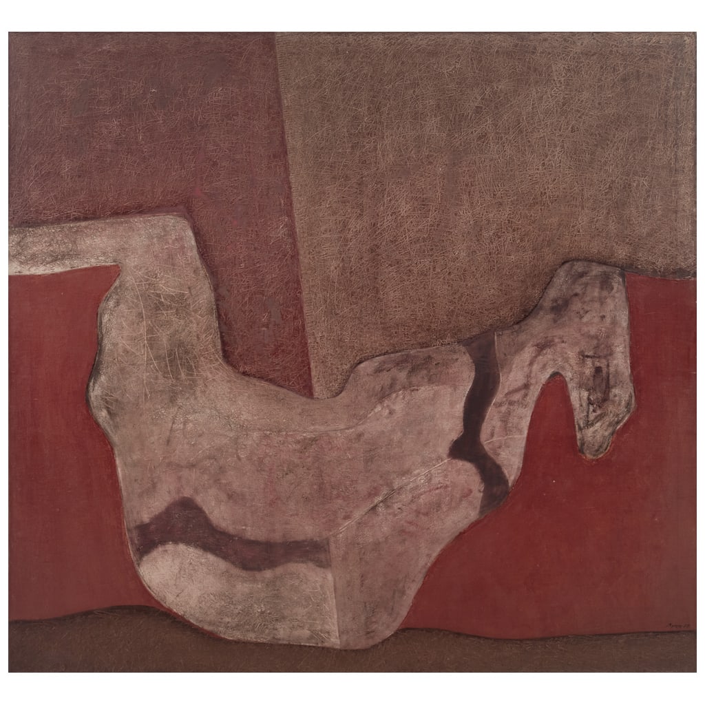 BYRON G?LVEZ. Sin título. Firmado y fechado 79. Óleo sobre tela. 130 x 140 cm: BYRON G?LVEZ(Hidalgo, 1941 - Ciudad de México, 2009) Sin título Firmado y fechado 79Óleo sobre telaPresenta mínimos detalles de conservación.Originario del Estado de Hidalgo, se mudó a la Ciudad