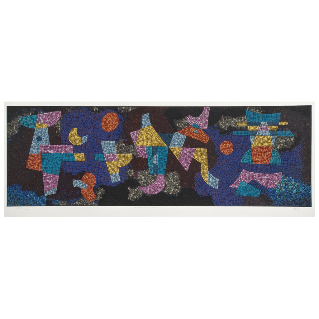 CARLOS MÉRIDA. La luna y el venado. Firma espuria. Serigrafía 40/100 Après, ed. póstuma.: CARLOS MÉRIDA(Guatemala, 1891 - Ciudad de México, 1984) La luna y el venado Firma espuriaSerigrafía 40 / 100 Après, edición póstumaCon documento de autenticidad de Ana Luna Mérida adherido al r