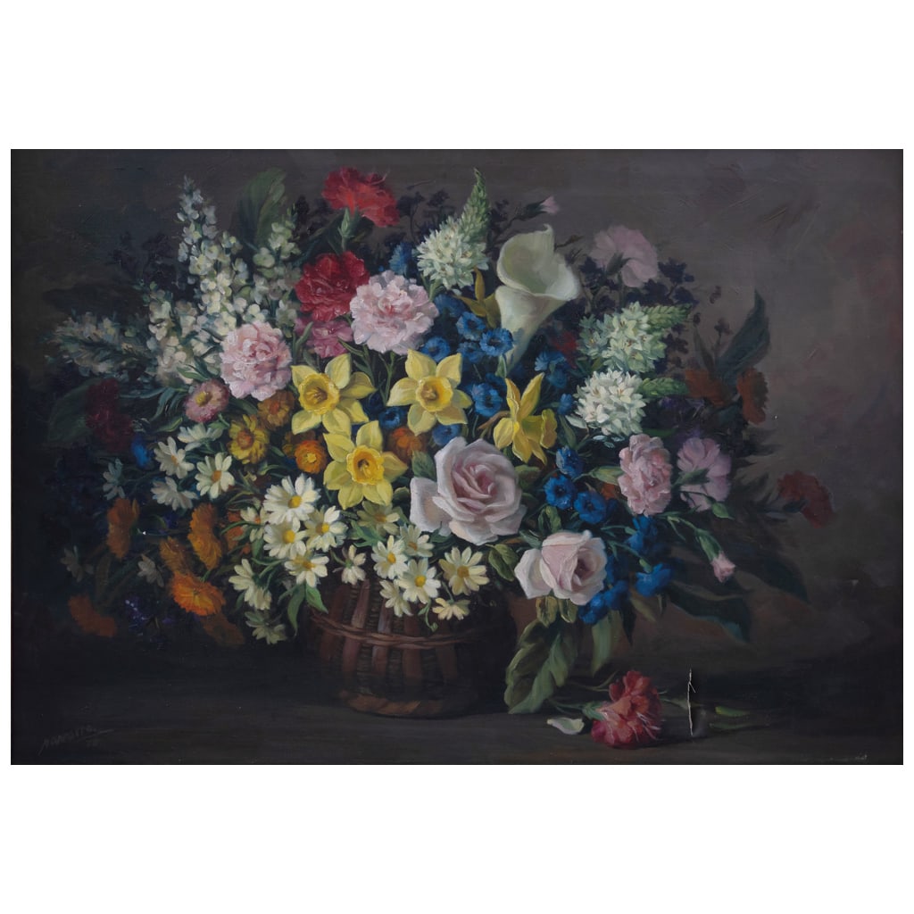 MANUEL NAVARRO. Bouquet. Firmado y fechado al frente y al reverso. Óleo sobre tela. 70 x 100 cm. (1 of 1)