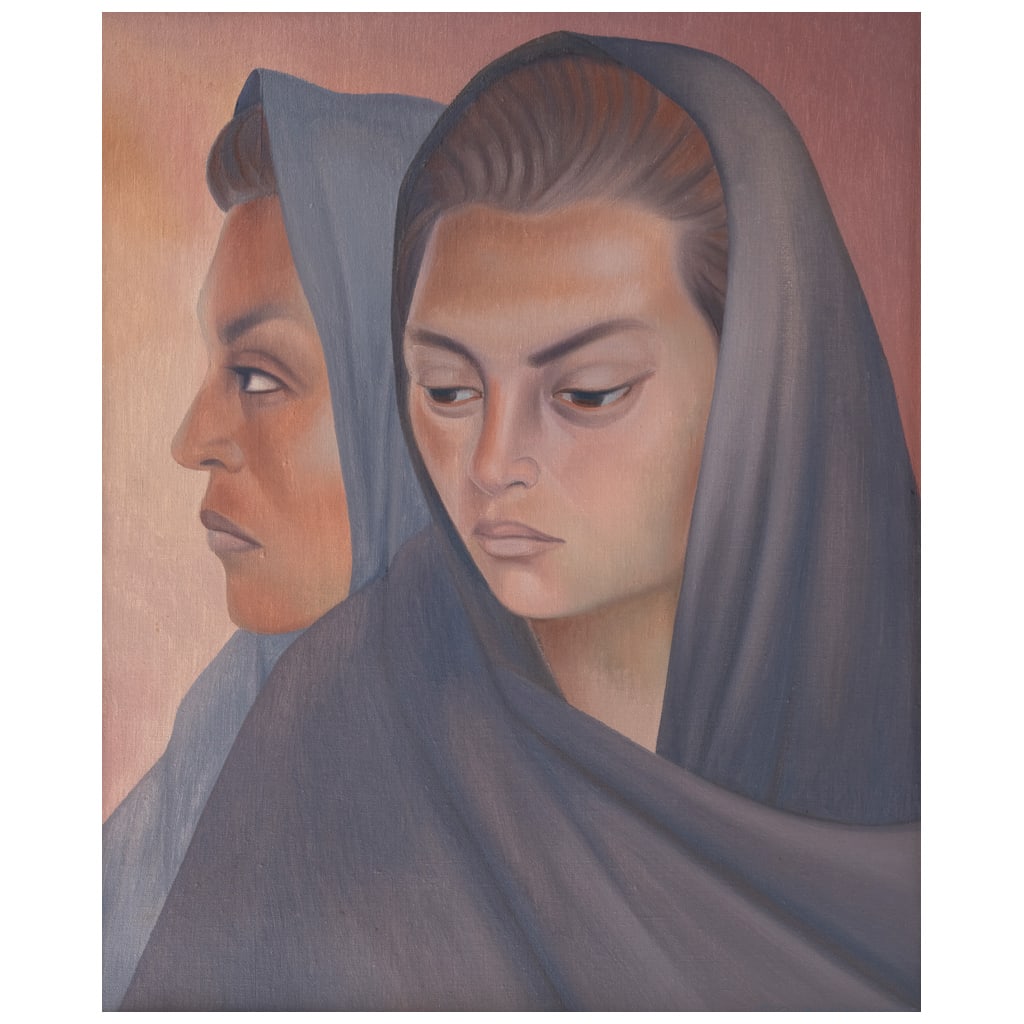 FRANCISCO DOSAMANTES. Dos mujeres. Firmado. Óleo sobre tela. 60 x 50 cm: FRANCISCO DOSAMANTES(Ciudad de México, 1911 - Ciudad de México, 1986) Dos mujeres FirmadoÓleo sobre telaPresenta mínimos detalles de conservación.60 x 50 cm