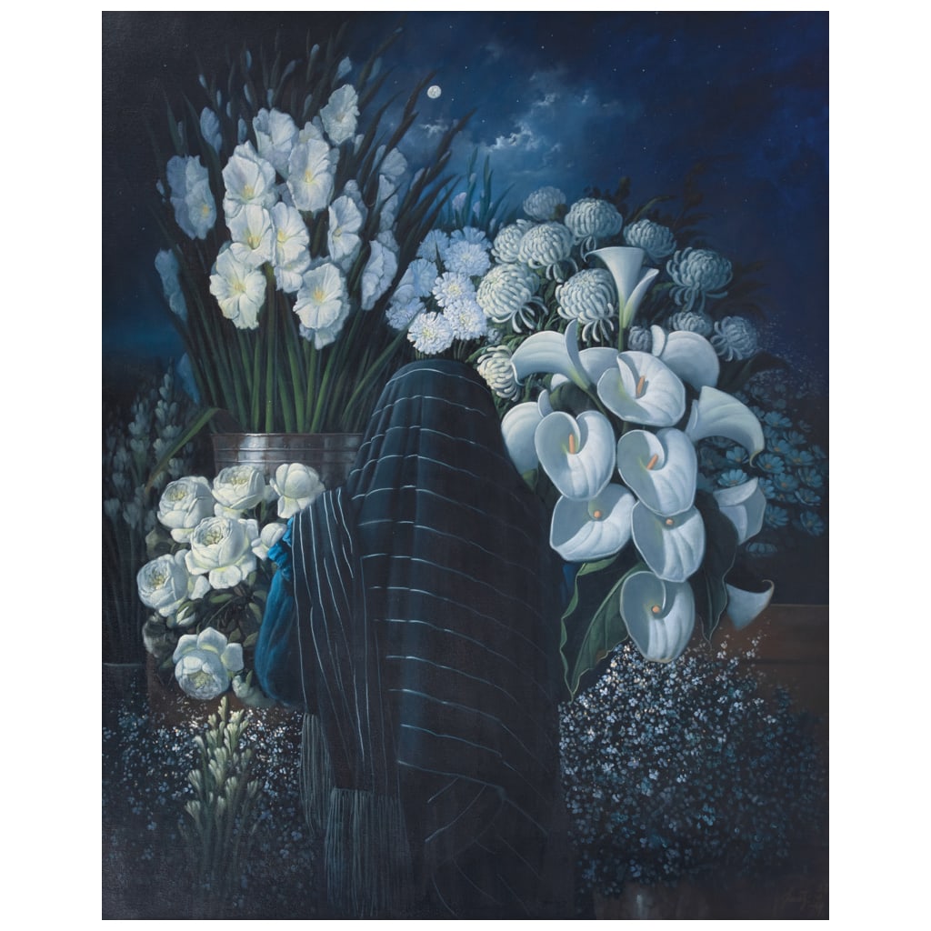 ARMANDO AHUATZI. Vendedora de flores. Firmado y fechado 98. Óleo sobre tela. 150 x 120 cm (1 of 1)