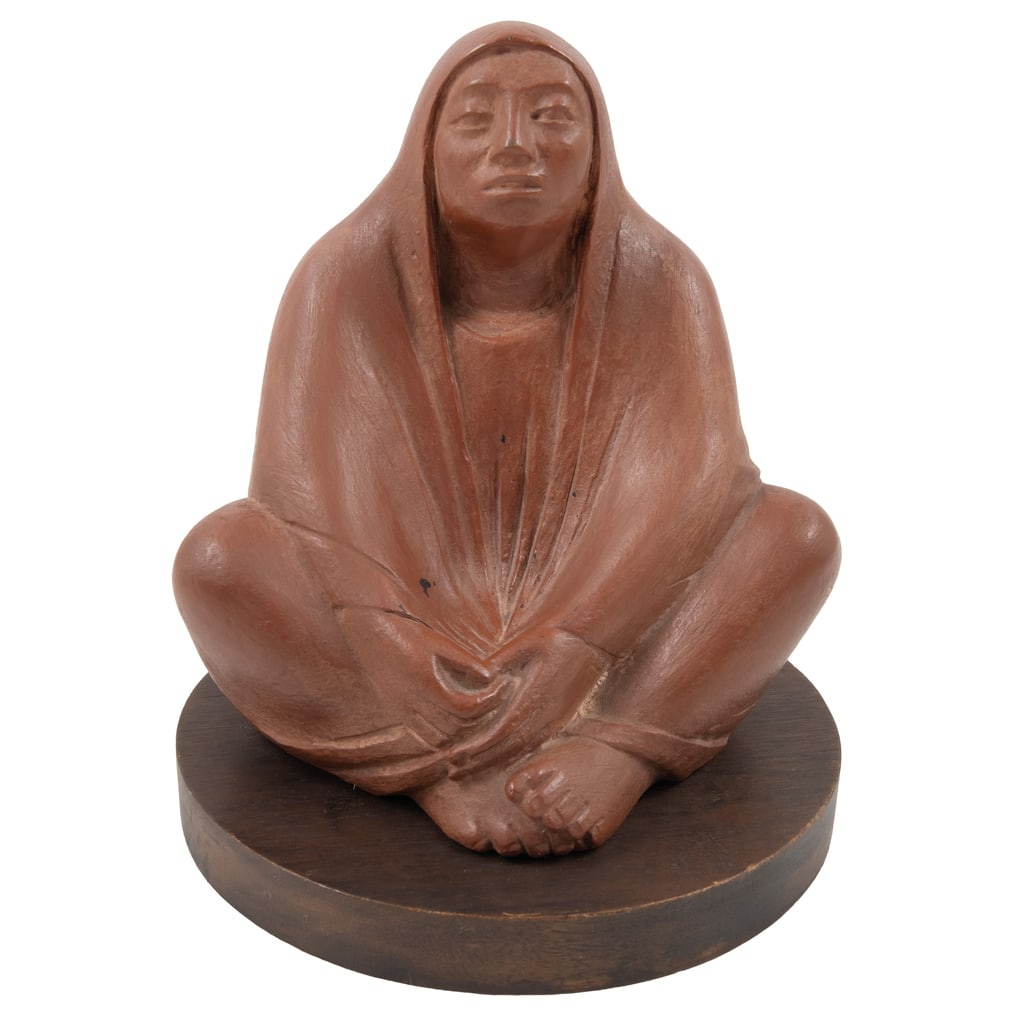 FIDENCIO CASTILLO. Sin título. Firmada. Escultura en terracota en base de madera. 19 x 17 x 17 cm (1 of 6)