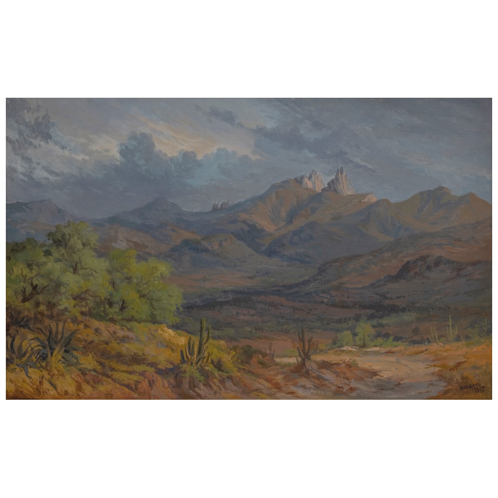 MANUEL NAVARRO. Cerro de los Frailes, Hgo. Firmado y fechado 1973. Óleo sobre tela. 50 x 80 cm (1 of 1)