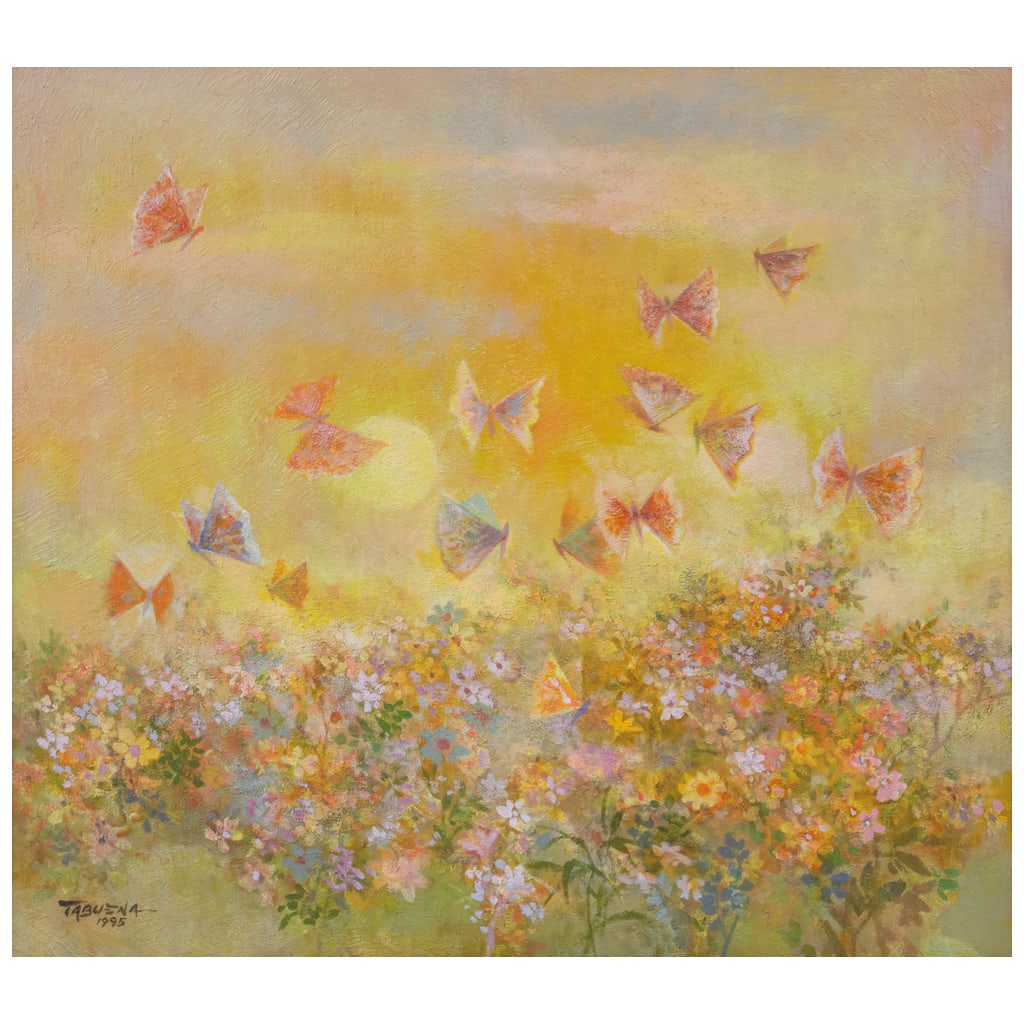 ROMEO TABUENA. Butterfly Nets. Firmado y fechado 1995. Óleo y acrílico sobre tela. 68 x 76 cm. Con (1 of 1)