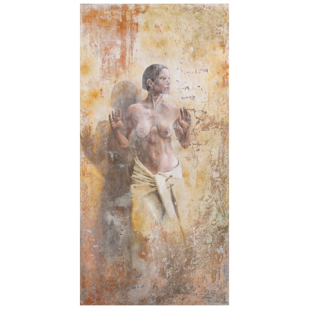 JORGE MAR?N. Marinita Palmas. Firmado y fechado 1999.Óleo sobre estuco sobre tela. 200x100cm. Con (1 of 1)
