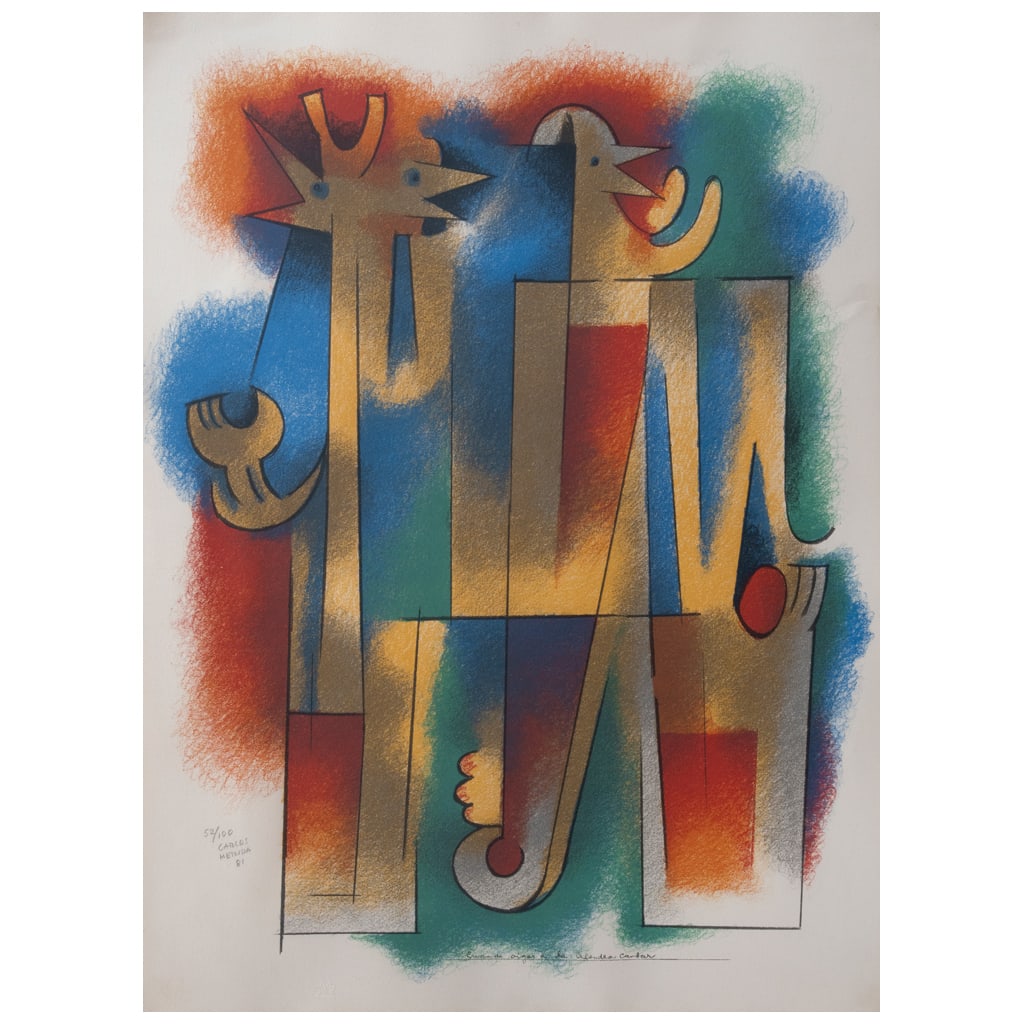 CARLOS MÉRIDA. Cuando oigas a la alondra cantar. Firmada y fechada 81. Serigrafía 52 / 100. 75 x (1 of 1)