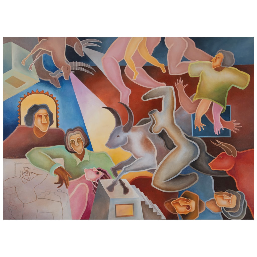 ?LVARO SANTIAGO. Sin título. Firmado y fechado 87. Gouache sobre papel. 56 x 78 cm (1 of 1)