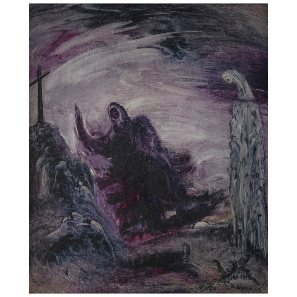 SOF?A BASSI. Sin título. Firmado y fechado 69 ELC. Óleo sobre tela. 60.5 x 50.5 cm. Con copia de: SOF?A BASSI(Veracruz, 1913 - Ciudad de México, 1998) Sin título Firmado y fechado 69 ELCÓleo sobre telaCon copia membretada de constancia de opinión de Fundación Sofía Bassi, marzo de 2025.Prese