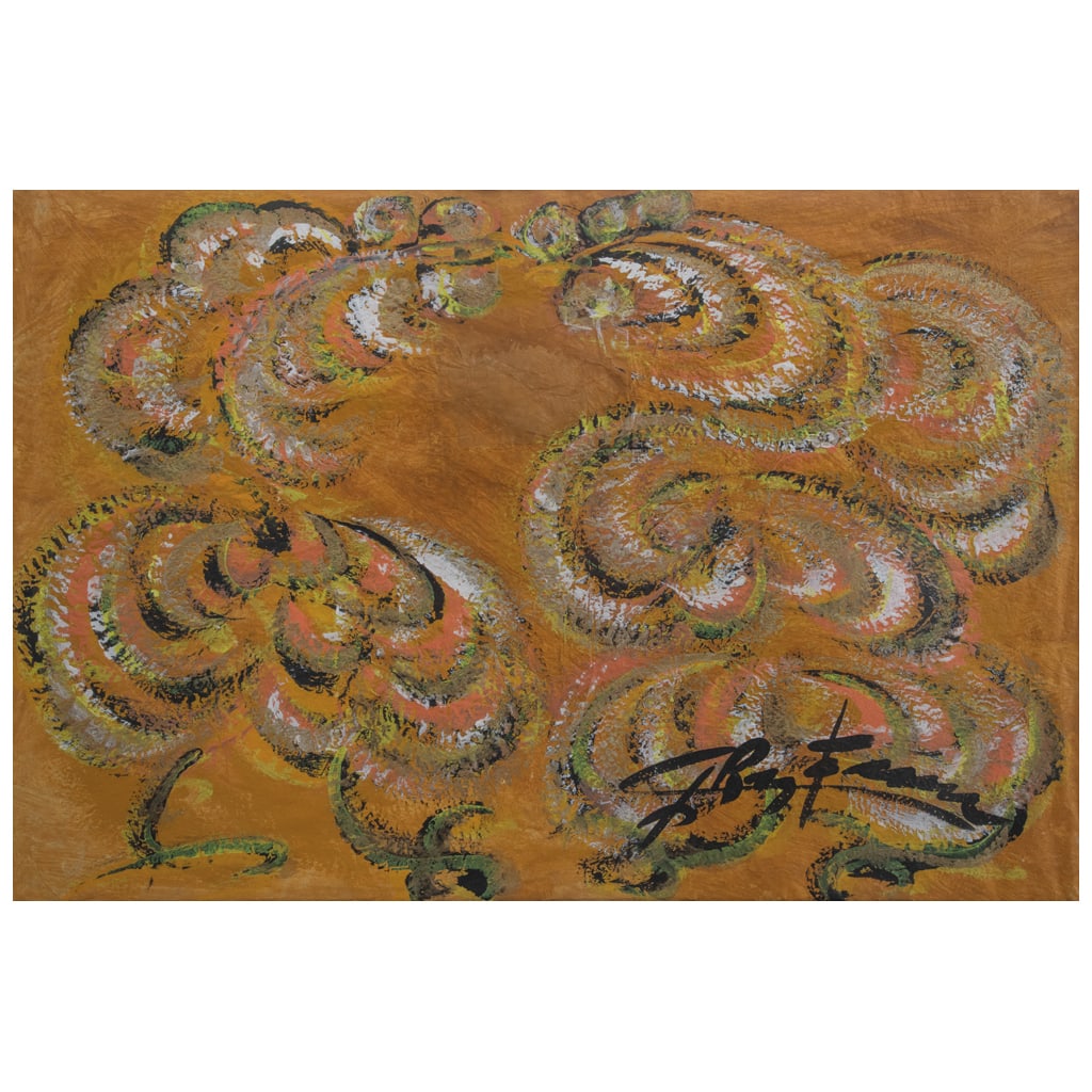 CHUCHO REYES. Gallos. Firmada Anilina sobre papel de china. 47.5 x 71 cm. Con certificado de (1 of 1)
