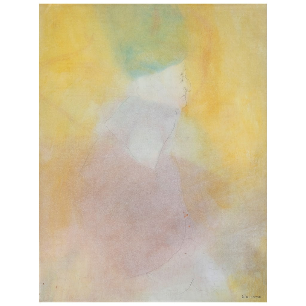 RAFAEL CORONEL. Personaje con tocado. Firmada. Mixta sobre papel. 97 x 74 cm. Con certificado. (1 of 1)