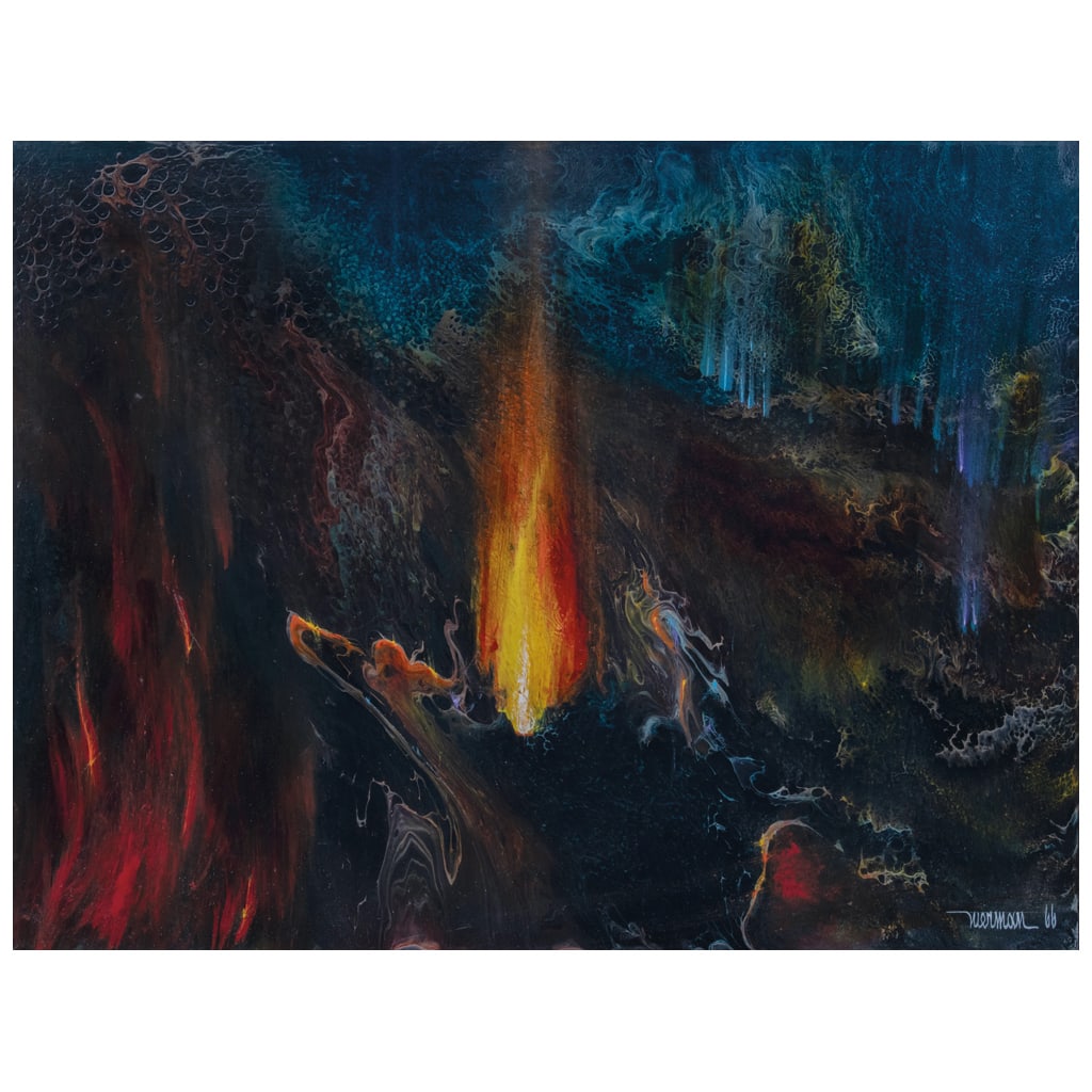 LEONARDO NIERMAN. Flama volcánica. Firmado y fechado 66. Acrílico sobre masonite. 40 x 53 cm. Con (1 of 1)