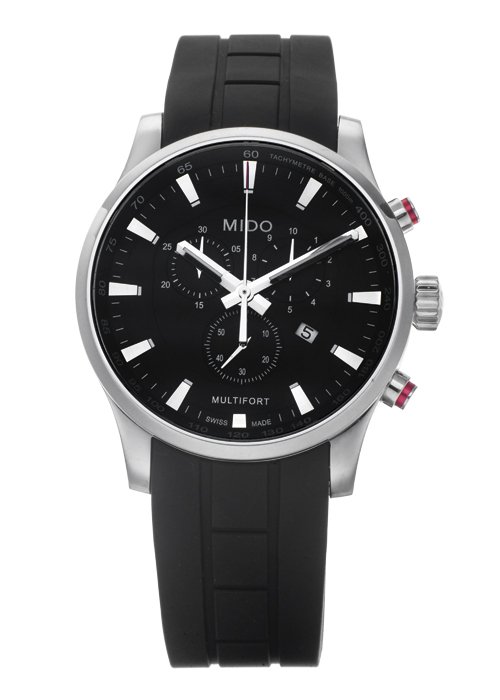 RELOJ MIDO MULTIFORT CRONÃ“GRAFO. En acero y correa de: RELOJ MIDO MULTIFORT CRONÃ“GRAFO. En acero y correa de caucho negro. Movimiento: cuarzo. Cuenta con instructivo y papeles originales.