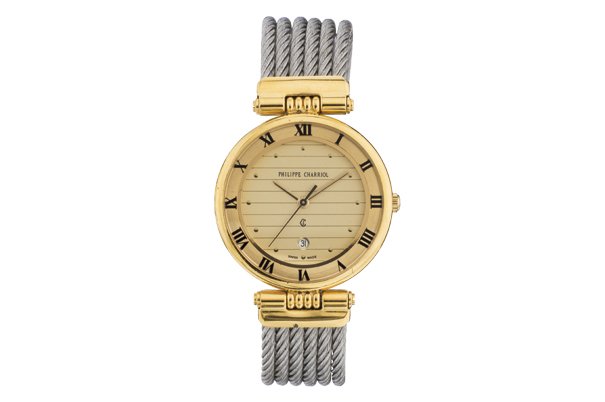 RELOJ PHILIPPE CHARRIOL COLUMBUS. En acero y chapa.: RELOJ PHILIPPE CHARRIOL COLUMBUS. En acero y chapa. Movimiento: cuarzo.