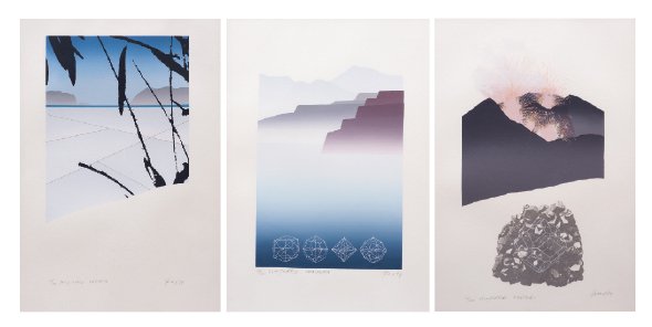 JAN HENDRIX Del portafolio Las piedras ilustres,: JAN HENDRIX Del portafolio Las piedras ilustres, Firmadas y fechadas 84. SerigrafÃ­as 12/100, 40 x 23 cm c/u, Piezas: 3.