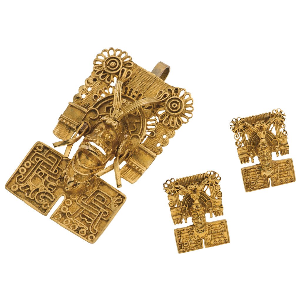 DIJE PRENDEDOR Y PAR DE BROQUELES EN ORO AMARILLO DE (1 of 1)