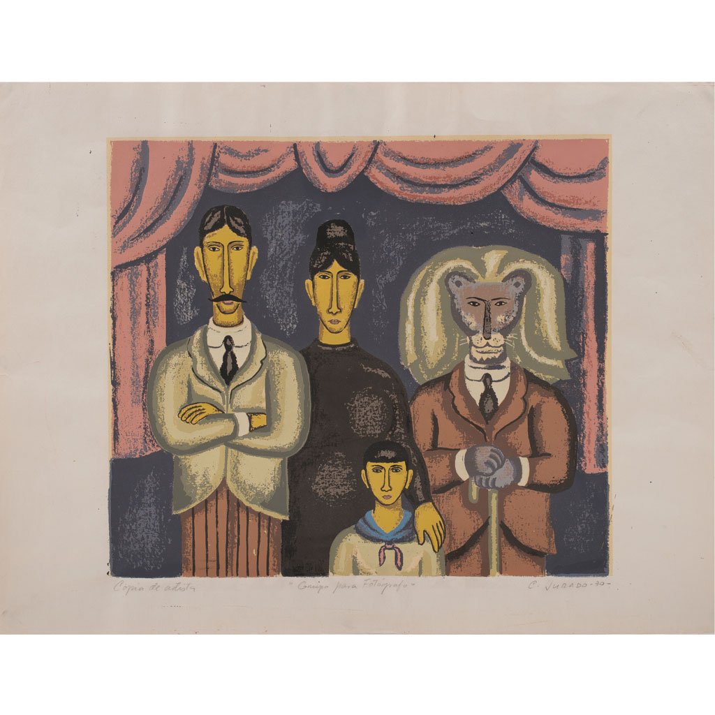CARLOS JURADO, Grupo para fotÃ³grafo, Firmada y fechada: CARLOS JURADO, Grupo para fotÃ³grafo, Firmada y fechada 70, SerigrafÃ­a Copia de artista, 39.5 x 44.5 cm
