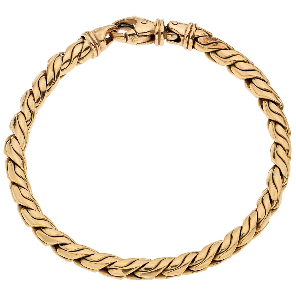 PULSERA EN ORO AMARILLO DE 14K  Tejido doble eslabÃ³n (1 of 1)
