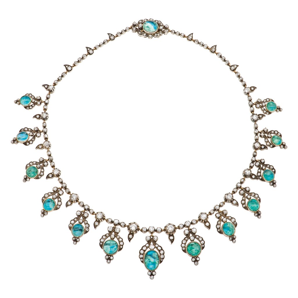 GARGANTILLA ANTIGUA CON ESMERALDAS Y DIAMANTES EN PLATA (1 of 1)