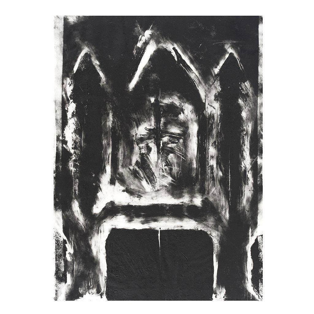 RAYMUNDO SESMA, Del sonido a la piedra, Firmada y: RAYMUNDO SESMA, Del sonido a la piedra, Firmada y fechada 88, Carborumdum sobre papel P /A, 131.5 x 99.3 cm