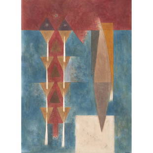 ALEJANDRO CORUJEIRA, Cielo de mamas and de almendras,: ALEJANDRO CORUJEIRA, Cielo de mamas and de almendras, 1990, Signed, acrylic on paper, 62.5 x 45 cm