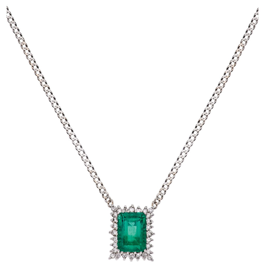 A 18K WHITE GOLD CHOKER WITH COLOMBIAN EMERALD AND (1 of 1)