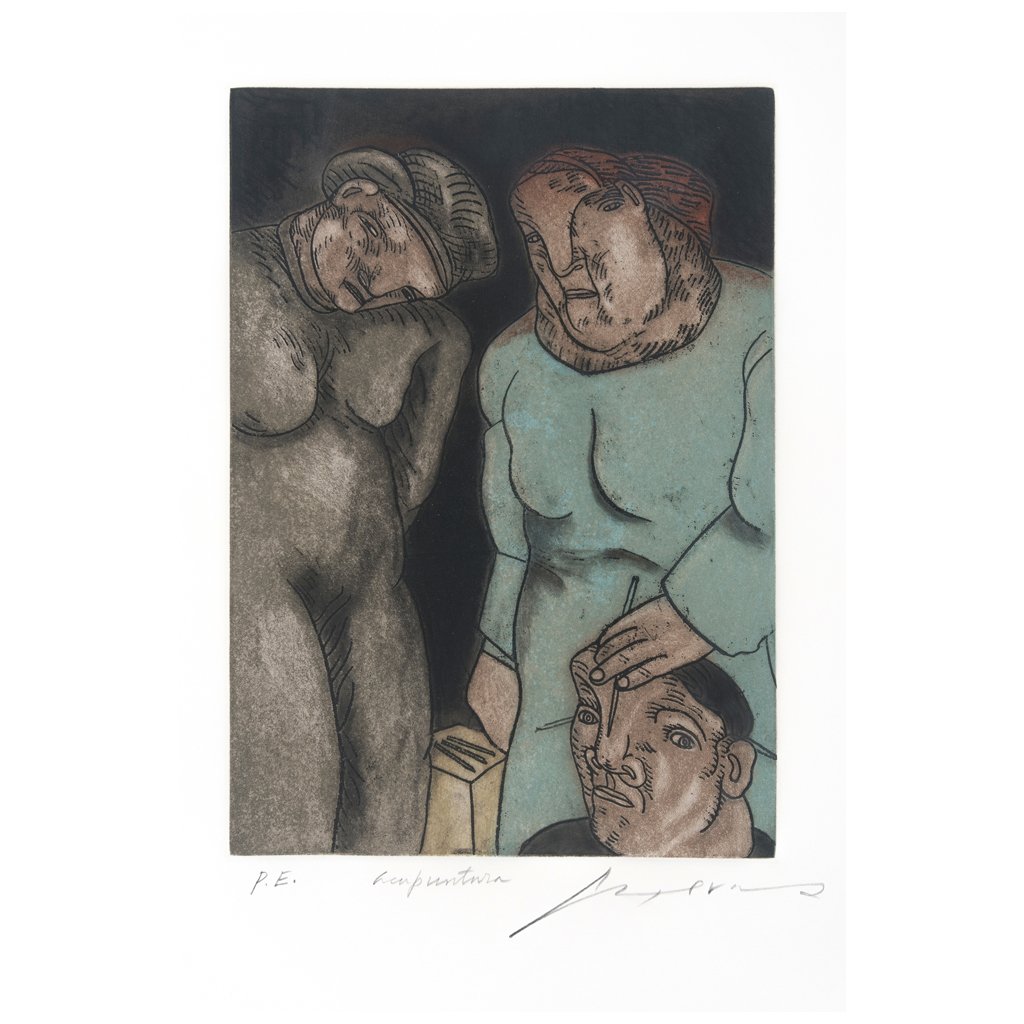 JOSe LUIS CUEVAS, Acupuntura, Signed, Engraving P.E.,: JOSe LUIS CUEVAS, Acupuntura, Signed, Engraving P.E., 35 x 24.3 cm / 13.7 x 9.5 inches