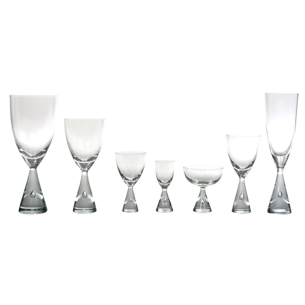 Bent Severin for Holmegaard. Set of 38 Princess: Bent Severin for Holmegaard. Set of 38 Princess collection wine glasses. Signed. 1960 s.