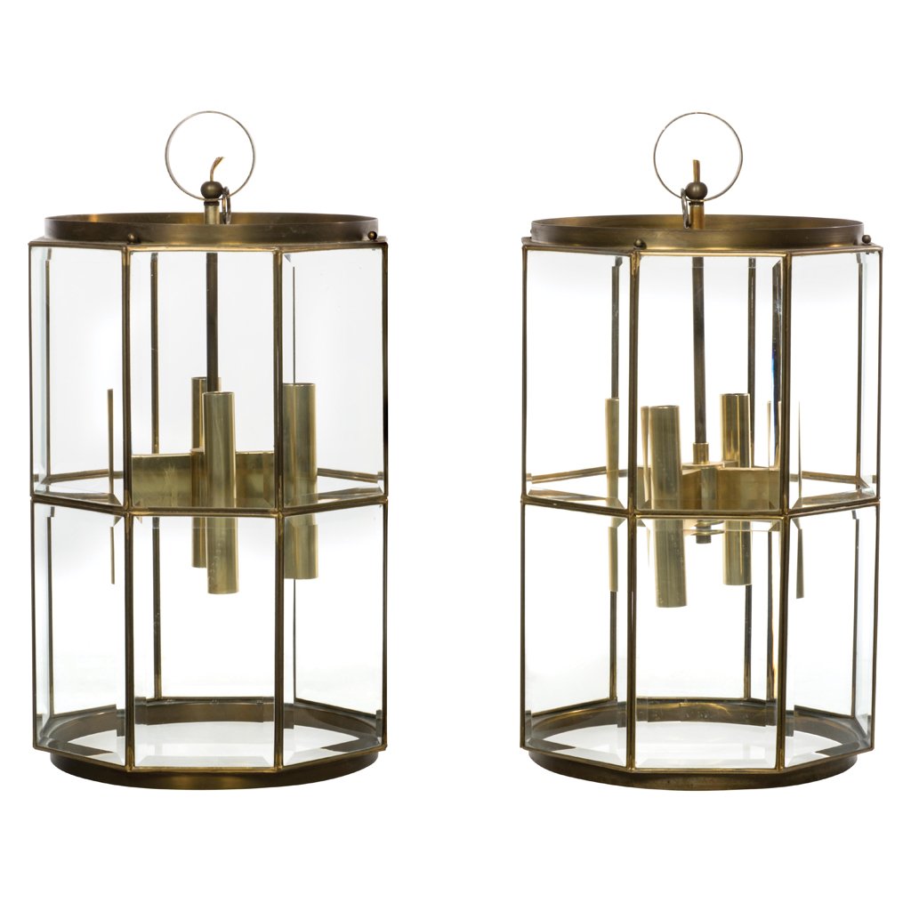 Gaetano Sciolari. 1950 s. Pair of octagonal brass and (1 of 1)