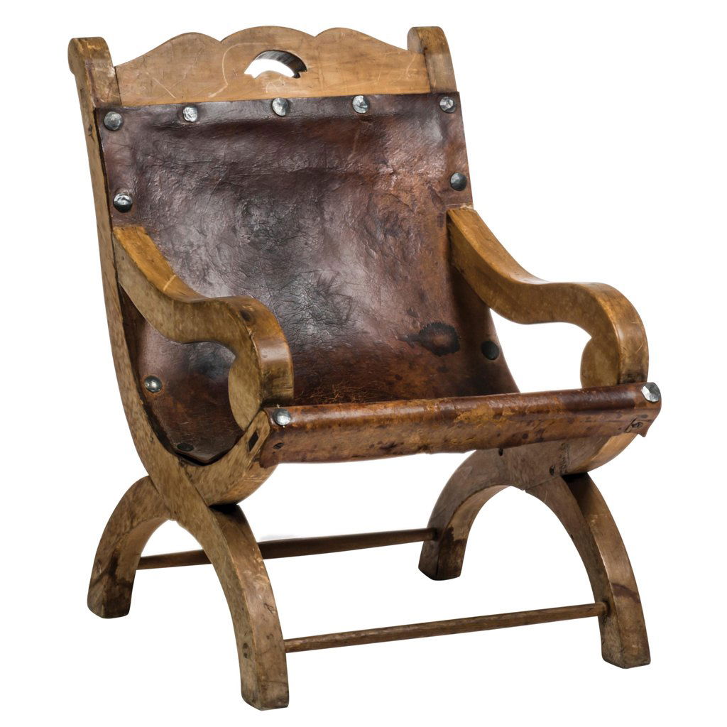 Wood and leather curve Miguelito armchair. Mexico. 1950 (1 of 1)