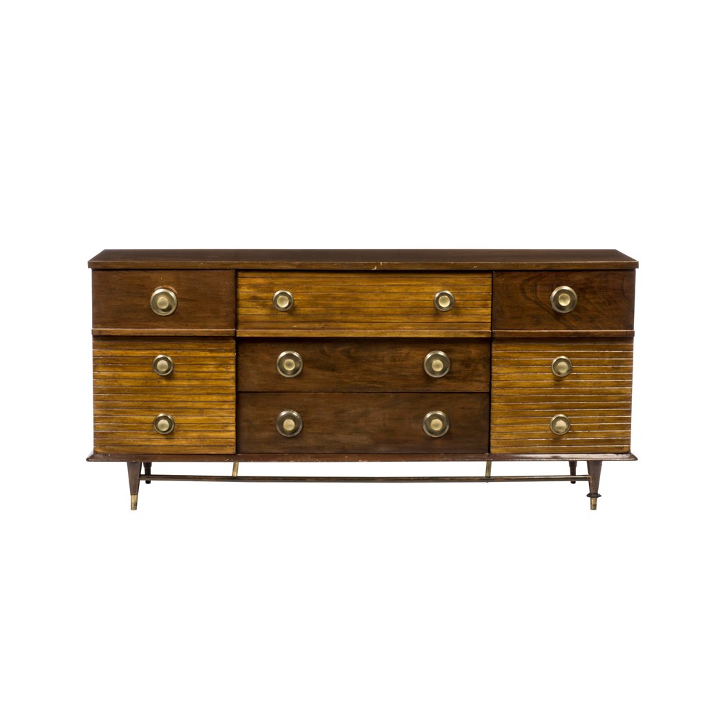 Wood Art Deco style chest with 3 central drawers and 2 (1 of 1)
