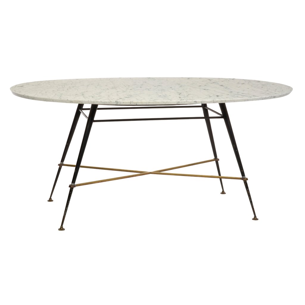 Arturo Pani. 1950 s. Oval black metal, white marble and (1 of 1)