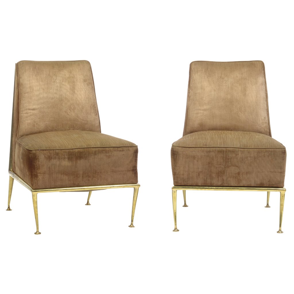 Arturo Pani. 1950 s. Pair of brass and brown fabric (1 of 1)