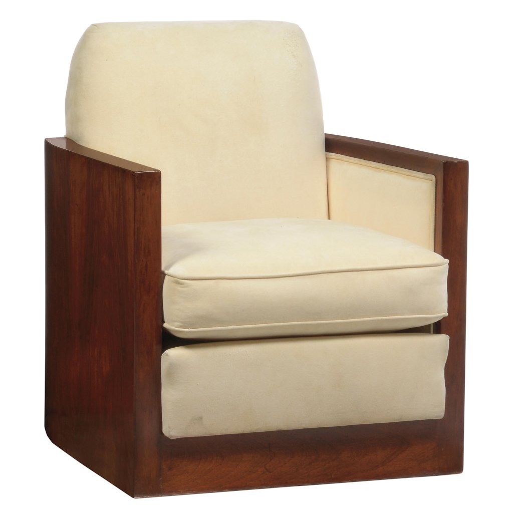 Arte Deco style Mahogany and beige fabric upholstery (1 of 1)