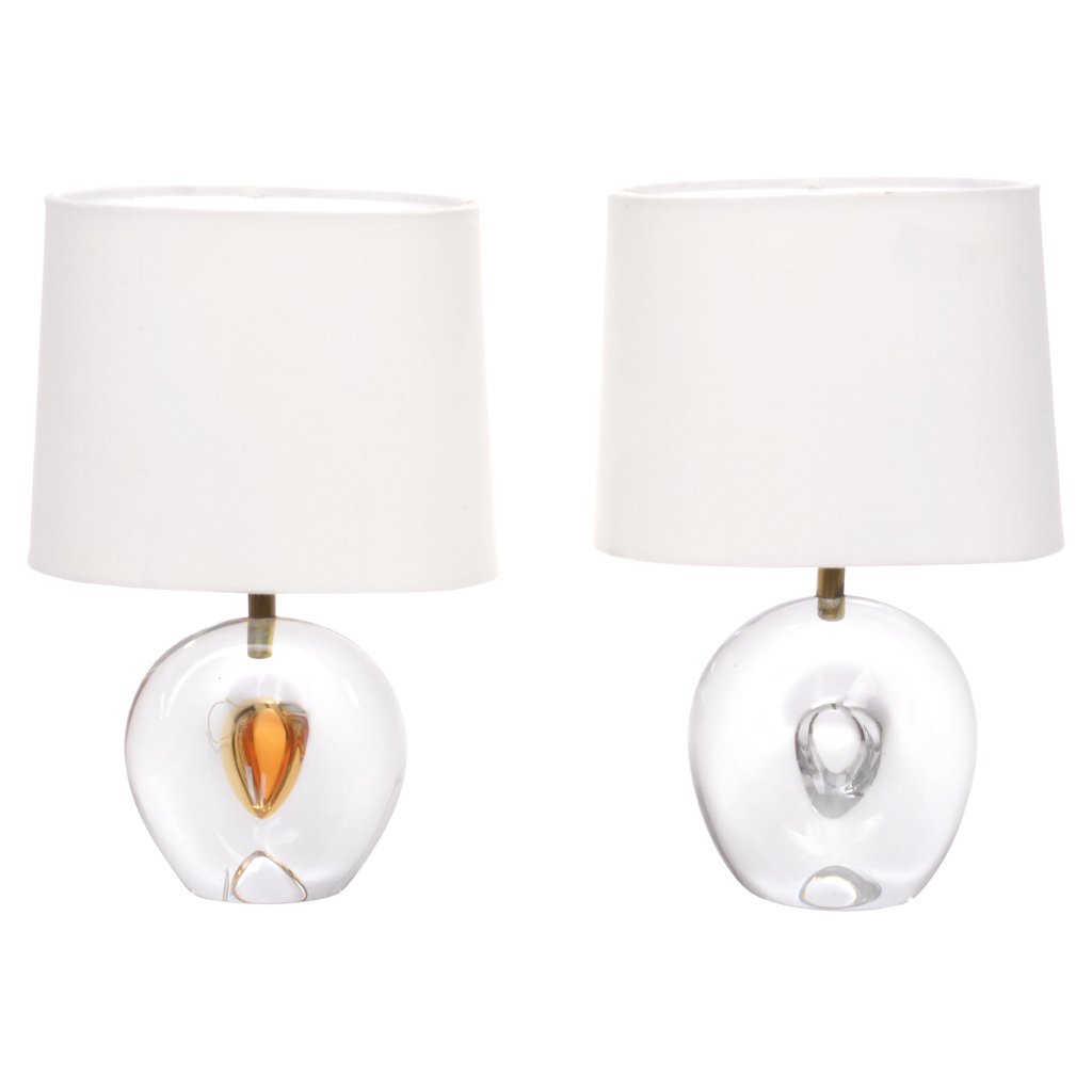 Pair of Murano glass table lamps. 1950 s. For 1 light (1 of 1)