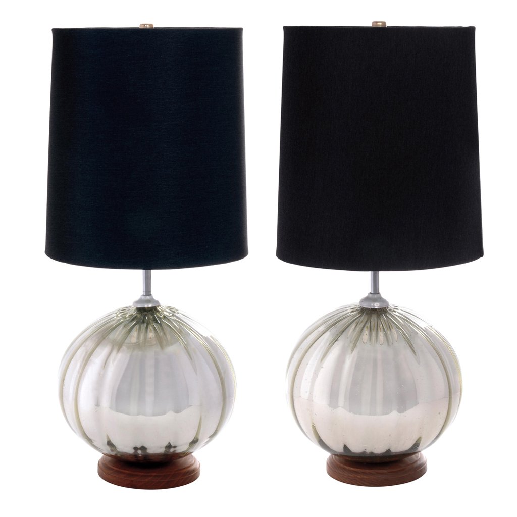 Pair of silver Mercury glass type table lamps. Mexico. (1 of 1)