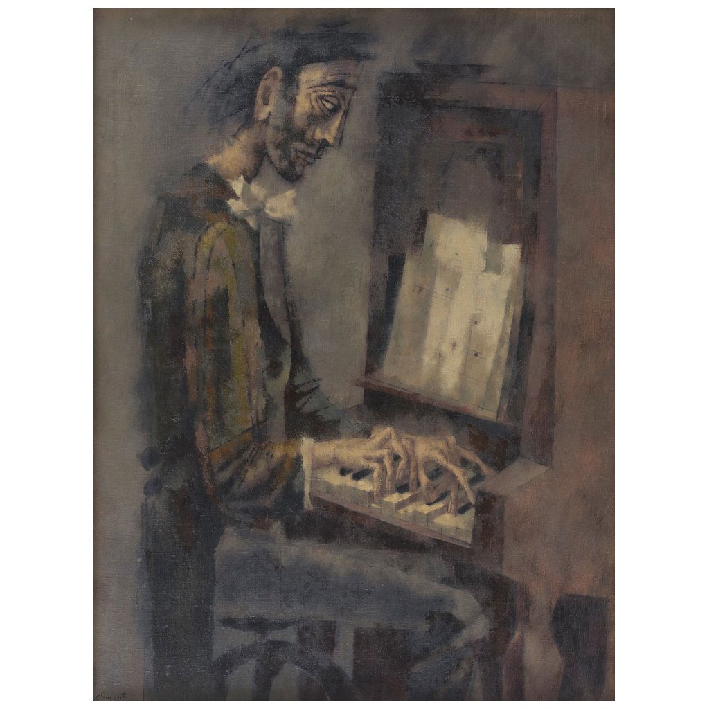 ENRIQUE CLIMENT, Clavecinista, Signed, Oil on canvas,: ENRIQUE CLIMENT, Clavecinista, Signed, Oil on canvas, 117.5 x 99.5 cm / 46.2 x 39.1 inches, USD $10,700-$16,000