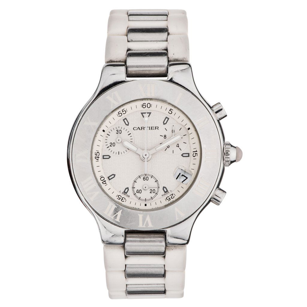 A CARTIER CHRONOSCAPH 21 CHRONOMETRE WRISTWATCH. STEEL (1 of 1)