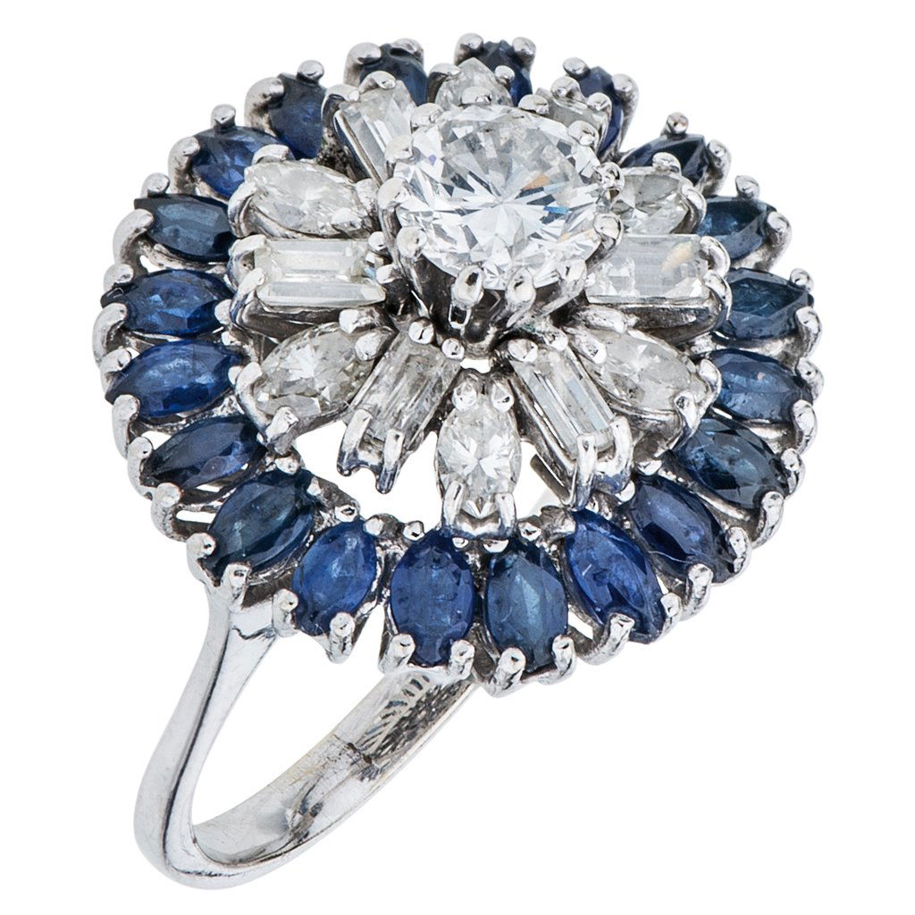 AN 18K WHITE GOLD RING WITH 20 SAPPHIRES ~1.50 CARATS (1 of 1)