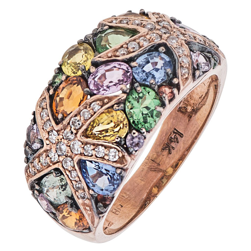 A 14K ROSE GOLD RING 25 SAPPHIRES ~2.70 CARATS AND 42 (1 of 1)