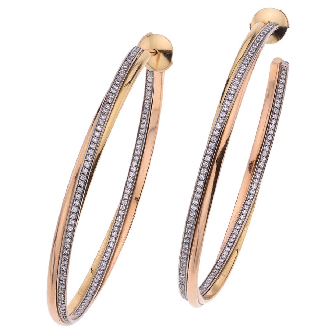 A CARTIER TRINITY 18K gold pair of hoop earrings with (1 of 1)