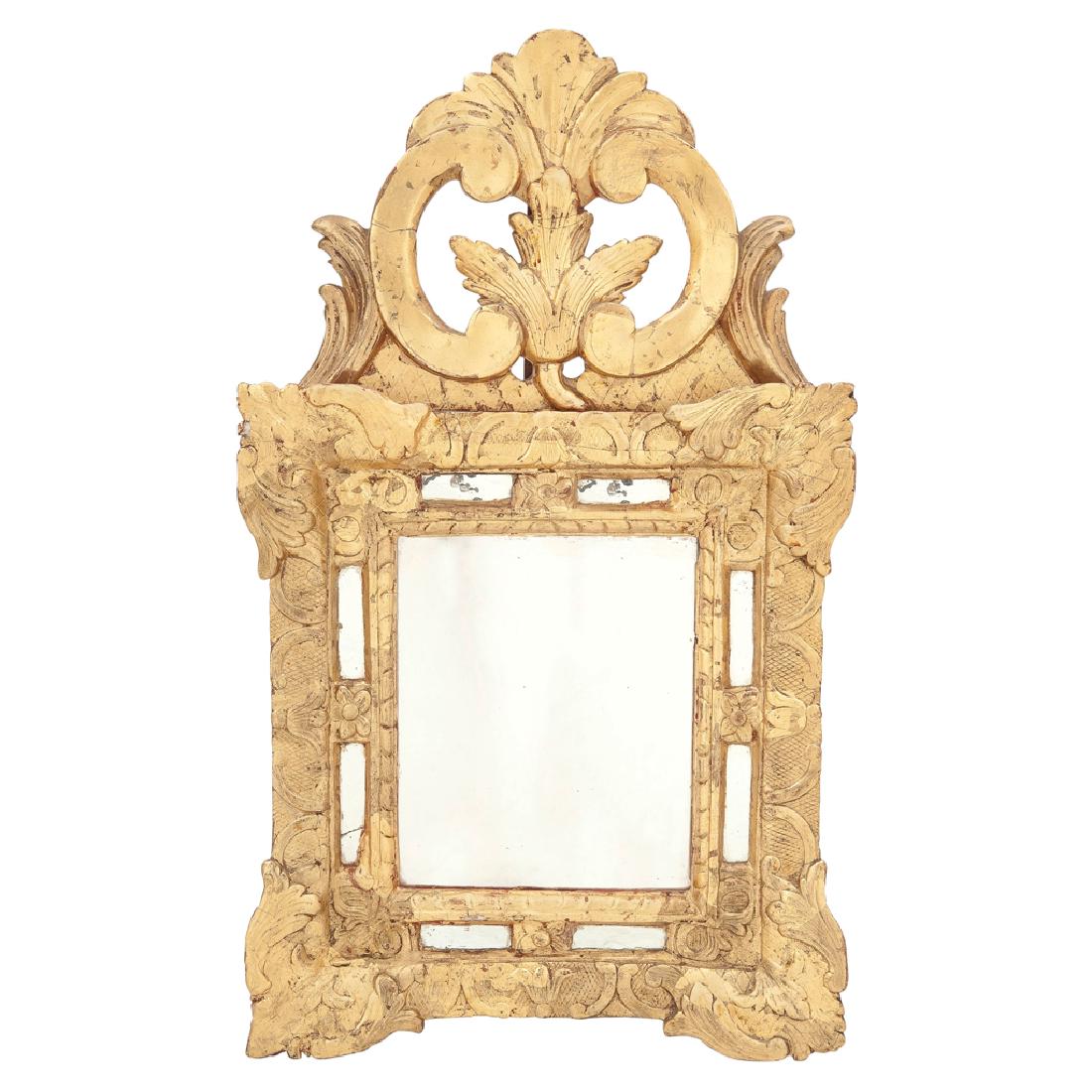 MIRROR LOT. FRANCE, 19th CENTURY / LATE 19th CENTURY.: MIRROR LOT. FRANCE, 19th CENTURY / LATE 19th CENTURY. Gilt wood frames. Antique mirrors with three layers of silver coating. A) 62 x 36 cm B) 70 x 35 cm C) 76 x 43 cm (19th century). Pieces: 3.
