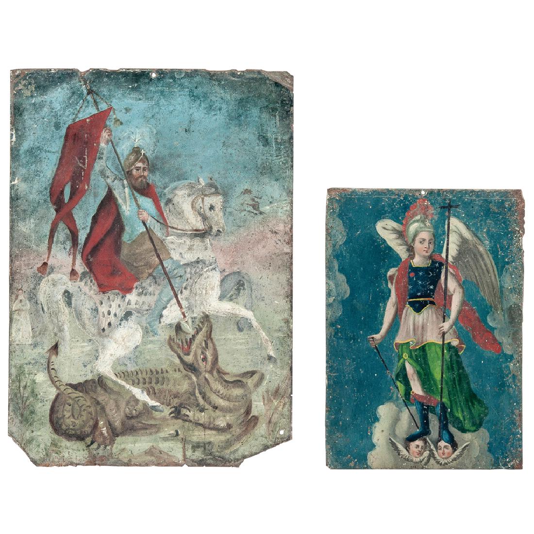 PAIR OF RELIGIOUS IMAGES. MEXICO, LATE 19th CENTURY. (1 of 1)