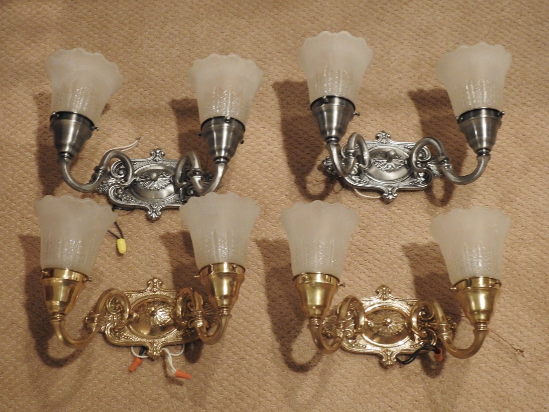 2 PAIRS OF VICTORIAN STYLE WALL SCONCES: In good condition.
