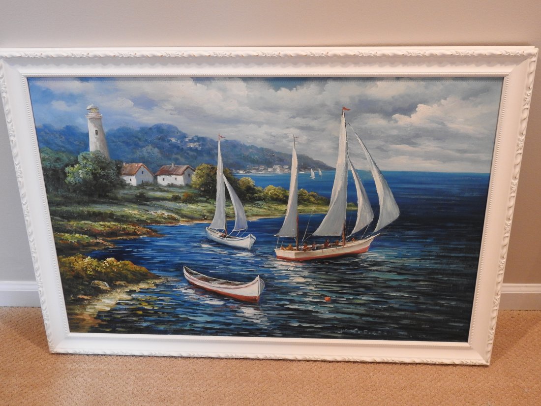 O.P. SAIL BOAT: IN GOOD CONDITION. 28 1/2"H X 40"W