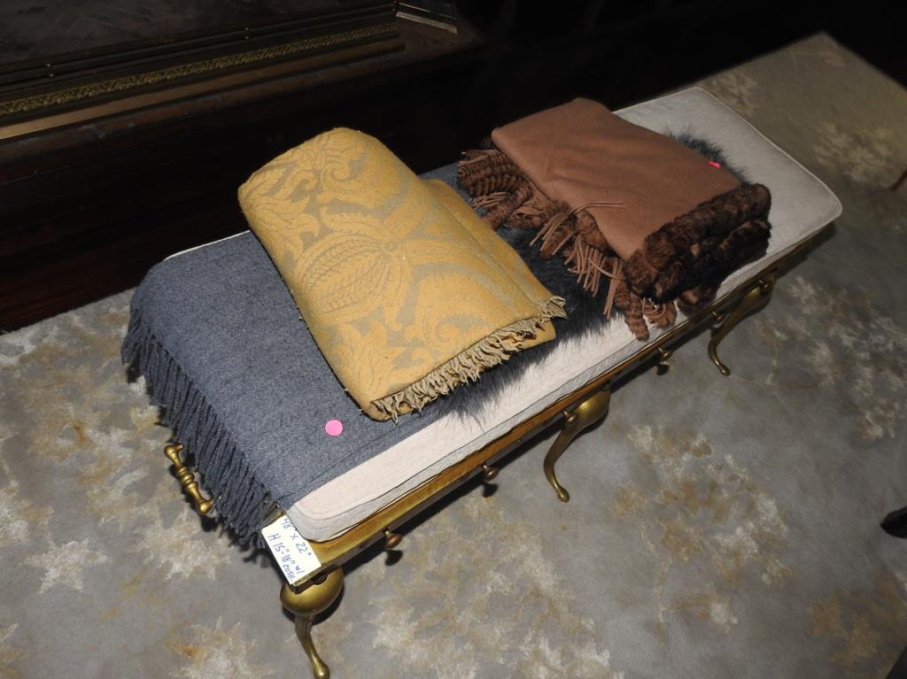 Group Of Throws: Group of throws, one blue, one gold and one brown. All three throws are in good condition.