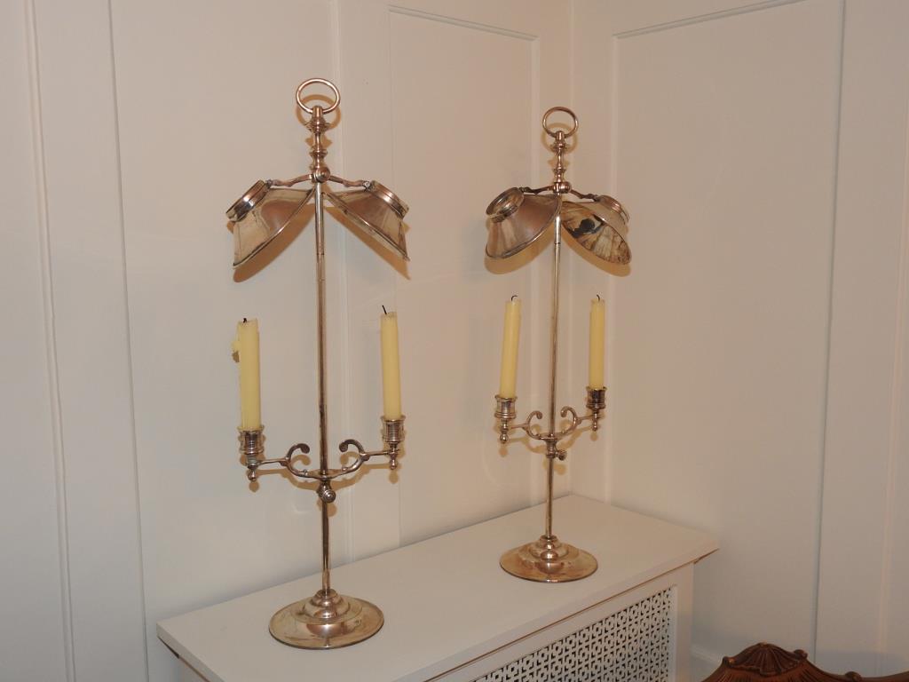 Pair Of Silver Plated Bouillotte Lamps (1 of 5)
