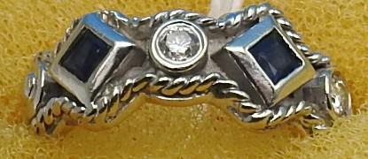 14kt Gold Diamond And Sapphire Retro Ring (1 of 2)