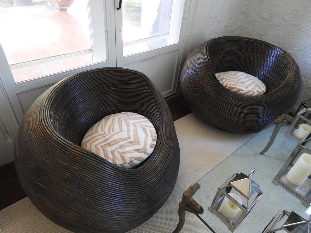 Pair Of Modern Amorphic Design Rattan Chairs (1 of 5)